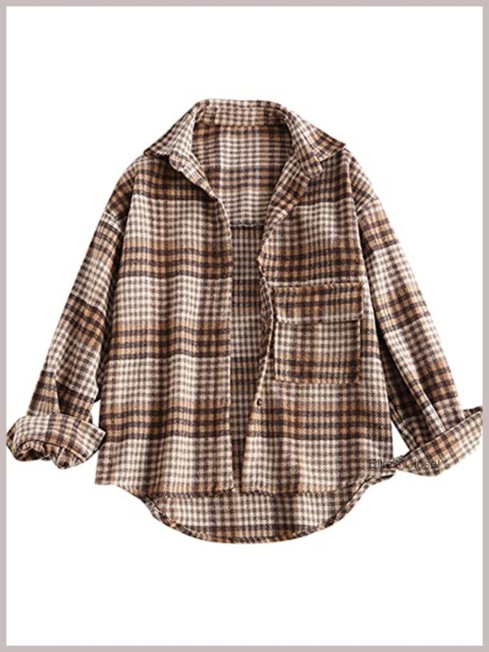 Women's Plaid Flannel Button Down Shacket with Pocket